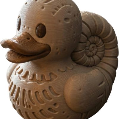 Ammonite Fossil Duck Figurine – Prehistoric Shell-Inspired Rubber Duck Sculpture for Display or Gifting — 3D Printed Collectible by 3DCentral