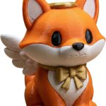 Angel Fox Figurine with Wings and Halo – Cute Orange Fox Decor for Desk, Shelf or Gift – Adorable Collectible Statue for Teens & Adults – 3D Printed in Canada