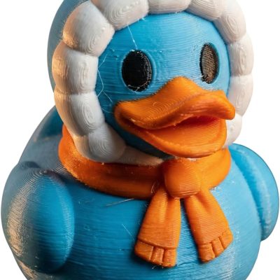 Arctic Duck Figurine with Hat & Scarf – Cute Blue Rubber Duck-Style Décor for Desk, Shelf, or Display – Funny Collectible Gift for Adults & Teens — 3D Printed Collectible by 3DCentral