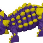 Articulated Ankylosaurus Figurine – Poseable Skeleton Dinosaur Collectible Purple & Yellow — 3D Printed Collectible by 3DCentral
