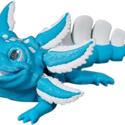 Articulated Axolotl Figurine – Blue & White Pop Fantasy Creature with Flexible Joints – Cute Desk Pet, Collectible Shelf Display, Fidget Sculpture — 3D Printed Collectible by 3DCentral