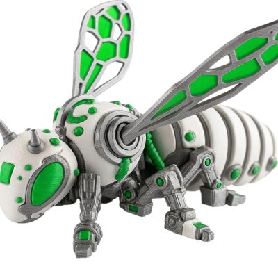 Articulated Cyber Bee Figurine – Mechanical Insect Collectible with Movable Wings and Legs – Display Sculpture for Desk or Shelf — 3D Printed Collectible by 3DCentral
