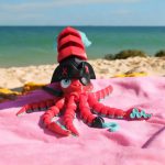 Articulated Pirate Squid Figurine – Nautical Kraken-Inspired Poseable Collectible with Pirate Hat & Eyepatch – Unique Octopus Shelf Display for Teens & Adults – 3D Printed in Canada