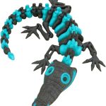 Articulated Skeleton Crocodile Figurine – Flexible Reptile Model Toy, Poseable Croc Skeleton Collectible Desk Decor, Gift for Dinosaur & Animal Lovers – 3D Printed in Canada (Abyssal Glacier)