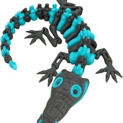 Articulated Skeleton Crocodile Figurine – Flexible Reptile Model Toy, Poseable Croc Skeleton Collectible Desk Decor, Gift for Dinosaur & Animal Lovers — 3D Printed Collectible by 3DCentral