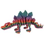 Articulated Skeleton Stegosaurus Dinosaur Figurine – Rainbow Flexible Dino Display Collectible for Teens & Adults – 3D Printed in Canada (Radiant Rainbow)