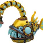 Articulated Twisty Steampunk Angler Fish Figurine – Deep Sea Monster with Light-Up Style Lure – Posable Ocean Creature for Desk or Shelf Display – 3D Printed in Canada