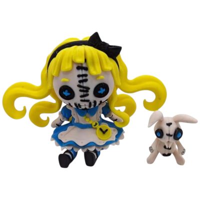 Articulated Twisty Creepy Cute Wonderland Girl Figurine with Articulated Mini Bunny – Collectible Gothic-Inspired Display Set for Teens & Adults — 3D Printed Collectible by 3DCentral