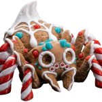 Articulated Twisty Gingerbread Spider – Poseable Candy Cane Tarantula with Frosted Detailing for Holiday Decor or Desk Display