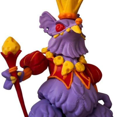 Articulated Twisty Mouse King Figurine – Fantasy Rodent Collectible with Crown & Scepter – Posable Display Model for Shelf, Desk, or Diorama — 3D Printed Collectible by 3DCentral