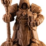 Automaton Earth Wizard Figurine – 32mm Fantasy Collectible Miniature for Painting, Display & RPG Dioramas – Stone Golem Mage Robot Figure – 3D Printed in Canada