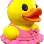 Ballerina Duck Figurine in Pink Dress – Cute Collectible Duck Decor for Desk, Shelf, or Gift – 3D Printed in Canada