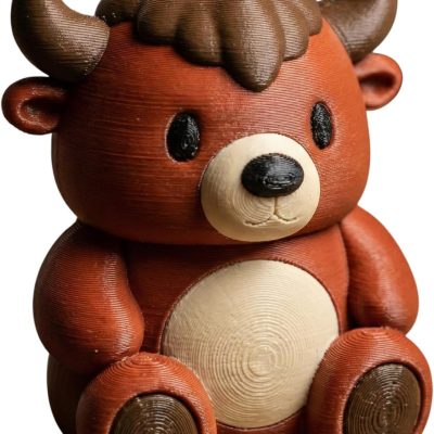 Bison Teddy Bear Cub Figurine – Cute Collectible Animal Sculpture for Desk, Shelf or Display – Adorable Bison Décor for Teens & Adults — 3D Printed Collectible by 3DCentral