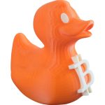 Bitcoin Duck Figurine – Orange Crypto Duck with ? Symbol – Funny Blockchain Gift for Desk, Shelf or Miner Decor for Teens & Adults – 3D Printed in Canada