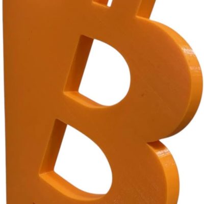 Bitcoin Symbol Coat Hanger – Set of Two (2) – Stylish Orange Crypto Décor Wall Hook for Coats, Bags & Hats – Home and Office Upgrades — 3D Printed Collectible by 3DCentral