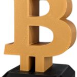 Bitcoin Symbol Desk Logo – Freestanding Bitcoin Symbol in Gold & Black – Crypto Office Decor for Traders, Miners & Investors – Bitcoin Desktop Statue for Teens & Adults – 3D Printed in Canada