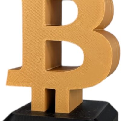 Bitcoin Symbol Desk Logo – Freestanding Bitcoin Symbol in Gold & Black – Crypto Office Decor for Traders, Miners & Investors – Bitcoin Desktop Statue for Teens & Adults — 3D Printed Collectible by 3DCentral
