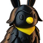 Black Raven Bunny Figurine – Gothic Fantasy Owl-Rabbit Hybrid Collectible Decor for Desk, Shelf, or Gift Display – 3D Printed in Canada