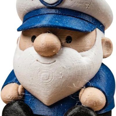 Boat Captain Gnome Figurine – Nautical Beard Gnome Statue for Shelf or Desk Décor, Blue & White Seafarer Miniature Gift — 3D Printed Collectible by 3DCentral
