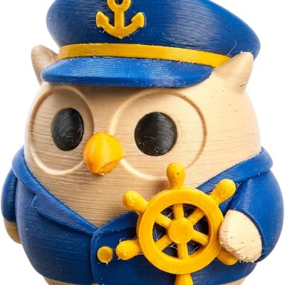 Boat Captain Owl Collectible Figurine - Unique Desk Decor for Adults — 3D Printed Collectible by 3DCentral