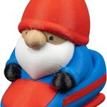 Bobsleigh Gnome Figurine – Nordic-Style Winter Gnome on Snow Sled for Desk, Shelf, or Holiday Display – Cute Scandinavian Gnome Decoration
