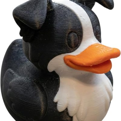 Border Collie Duck Figurine – Unique Dog-Themed Rubber Duck Decor, Collectible Farm Animal Mashup for Display, Shelf, or Desk — 3D Printed Collectible by 3DCentral
