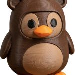 Brown Bear Penguin Figurine – Cute 3D Printed Collectible for Desk, Shelf, or Gift Display