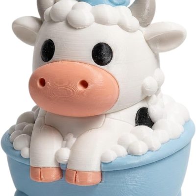 Bubble Bath Cow Collectible Figurine - Unique Desk Decor for Adults — 3D Printed Collectible by 3DCentral