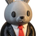 Business Bunny Figurine in Suit and Red Tie – Funny Desk Companion & Shelf Display