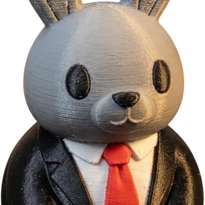 Business Bunny Figurine in Suit and Red Tie – Funny Desk Companion & Shelf Display — 3D Printed Collectible by 3DCentral