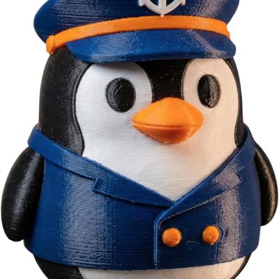 Captain's Hat Penguin Figurine in Sailor Uniform – Nautical-Themed 3D Printed Desk Buddy, Penguin Statue for Office or Home Décor — 3D Printed Collectible by 3DCentral
