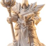 Celestial Air Wizard Figurine – 32mm Fantasy Collectible Miniature for Painting, Display & RPG Dioramas – Cloud-Robed Robotic Mage Figure