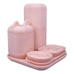 Clean Kitty Bathroom Organizer Set – Cute Cat Paw Storage Kit with Toothbrush Holders, Soap Dishes & Cotton Swab Jar