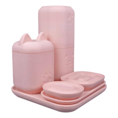 Clean Kitty Bathroom Organizer Set – Cute Cat Paw Storage Kit with Toothbrush Holders, Soap Dishes & Cotton Swab Jar — 3D Printed Collectible by 3DCentral