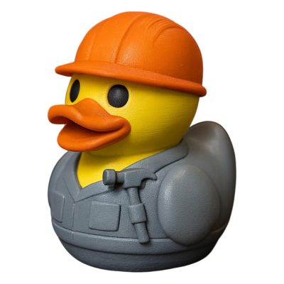 Construction Worker Duck Figurine – Funny Hard Hat Duck Statue for Desk, Shelf, or Gifting – Collectible Rubber Duck-Inspired Display Piece — 3D Printed Collectible by 3DCentral
