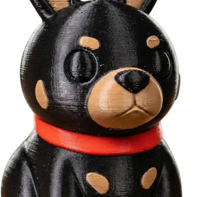 Decorative Rottweiler Bunny Figurine – Cute Black Dog Bunny Hybrid with Red Collar – Collectible Desk Decor or Shelf Display Gift for Teens & Adults — 3D Printed Collectible by 3DCentral
