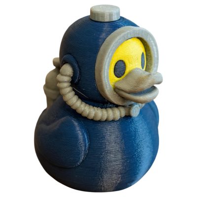 Deep-Sea Diver Duck Figurine – Retro Scuba Helmet Rubber Duck Sculpture for Desk, Shelf, or Collectors Display – Nautical Ocean Diver Duck Décor — 3D Printed Collectible by 3DCentral