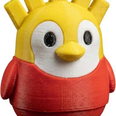 French Fries Penguin Figurine – Cute Red & Yellow 3D Printed Collectible for Teens & Adults – Quirky Penguin with Fry Crown — 3D Printed Collectible by 3DCentral
