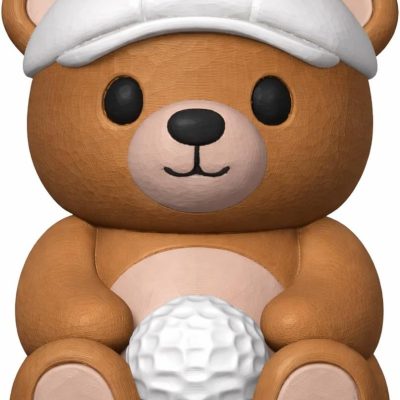 Golf Bear Figurine with Golf Ball and Club Bag – Cute Golf Decor for Office or Shelf Display – Fun Gift for Golfers and Bear Collectors — 3D Printed Collectible by 3DCentral