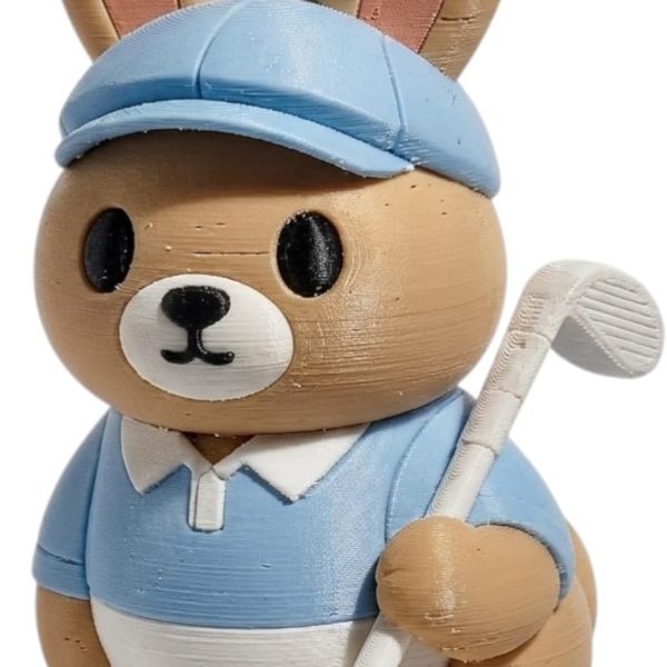 Golfer Bunny Collectible Figurine – Unique Desk Decor for Adults