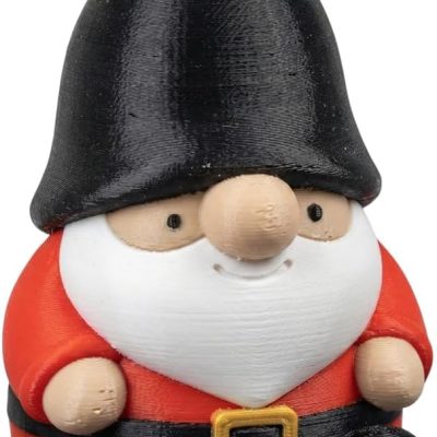 Guardsman Royal Gnome Figurine – Cute Red & Black Sitting Gnome with Beard for Shelf Decor, Desk, and Collectors — 3D Printed Collectible by 3DCentral