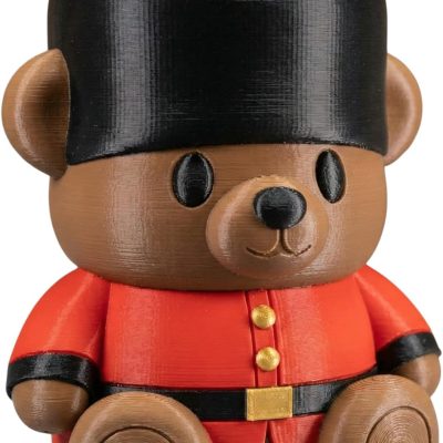Guardsman Royal Teddy Bear Cub Figurine – Adorable British-Inspired Bear in Red Uniform – Cute Desk Decor or Gift for Collectors — 3D Printed Collectible by 3DCentral