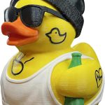 Hangover Duck Collectible Figurine with Beanie, Sunglasses & Bottle – Funny Party Duck Display Statue for Bar Cart, Office Desk or Man Cave Décor – 3D Printed in Canada