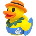 Hawaiian Surfer Duck Figurine – Tropical Duck-Inspired Decor for Desk, Bathroom or Shelf Display – Fun Luau-Themed Collectible for Teens & Adults