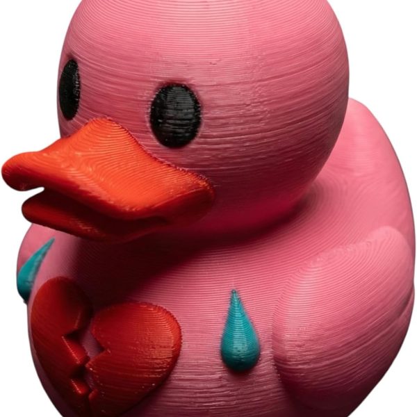 Heartbreak Duck Figurine – Sad Pink Duck