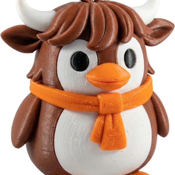 Figurine pingouin vache des Highlands | Animal hybride