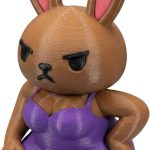 Jealous Ex Bunny Figurine – Sassy Angry Bunny in Purple Dress – Funny Collectible Desk Decor for Adults & Teens – Bold Attitude Bunny Sculpture – 3D Printed in Canada