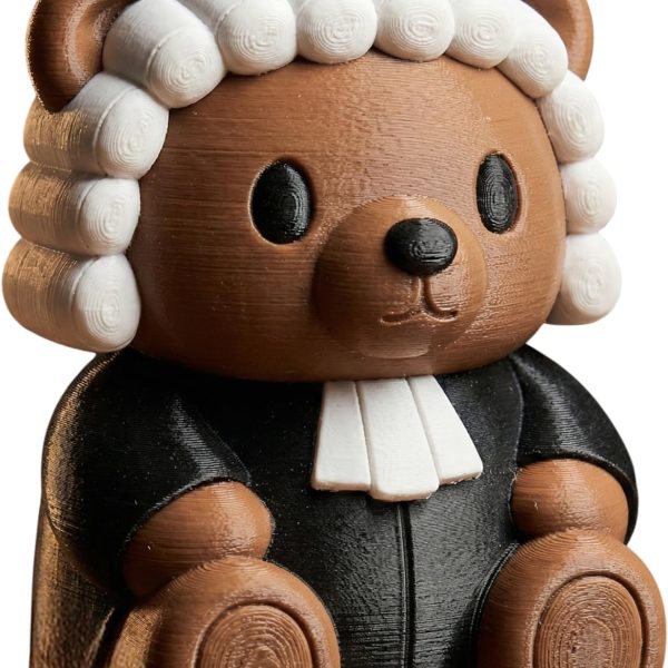 Judge Teddy Bear Cub Figurine – Cute Barrister Bear Sculpture for Desk, Office or Lawyer Gift – Adorable Legal Decor for Courtroom or Law School – 3D Printed in Canada — 3D Printed Collectible by 3DCentral