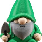 Landscaper Gnome Figurine with Shovel – Cute Green Bearded Gnome Decoration for Indoor or Outdoor Display – Whimsical Landscaping Shelf Decor for Adults – 3D Printed in Canada