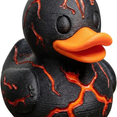 Lava Duck Figurine – Black Duck Style Collectible with Molten Crack Detailing – Unique Fire-Themed Desktop Decor or Gift for Teens & Adults — 3D Printed Collectible by 3DCentral